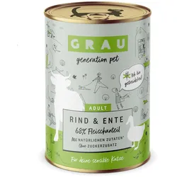 grau Katze 400 Gramm Katzennassfutter 6 x 400 Gramm Rind & Ente