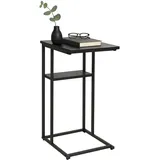 Relaxdays Beistelltisch, große und kleine Ablage, HxBxT 60 x 40 x 30 cm, Tisch für Couch & Bett, Metall & MDF, schwarz