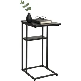 Relaxdays Beistelltisch, große und kleine Ablage, HxBxT 60 x 40 x 30 cm, Tisch für Couch & Bett, Metall & MDF, schwarz