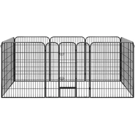 Tectake Welpenauslauf 8-teilig faltbar Grau 154 x 154 x 100 cm
