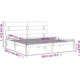 vidaXL Massivholzbett 180 x 200 cm Weiß