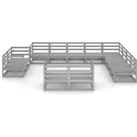 vidaXL Garten-Lounge-Set 12-tlg. grau Kiefer massiv