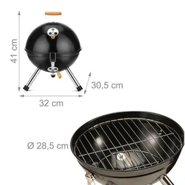 Relaxdays Mini Kugelgrill Ø 30 cm schwarz