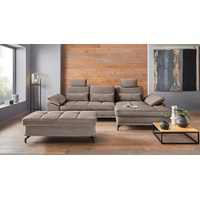 Places of Style Ecksofa Costello L-Form, incl. Sitztiefenverstellung und Armlehnfunktion, incl. 3 Nierenkissen braun