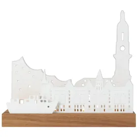 räder Teelichthalter Stadtsilhouette Hamburg Porzellan/ Holz Weiß