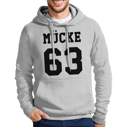 Blondie & Brownie Hoodie Herren Mücke 63 Bulldozer Spruch Print Film Tv mit Kapuze grau
