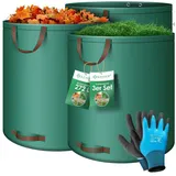 Kesser Gartensack Set Laubsack Gartenabfallsack inkl. Handschuhe - Selbststehend 4 Griffe Stabil Robust - Rasenschnitt für Gartenabfälle Grünschnitt Grün