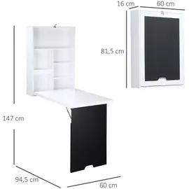 Homcom Klapptisch 60 x 94,5 x 147 cm Weiß/Schwarz