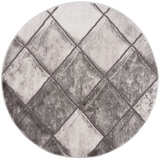 carpet city Teppich Wohnzimmer - Skandi-Stil Meliert 160x160 cm Rund Grau - Moderne Teppiche