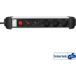 InLine Steckdosenleiste Alu - 3-fach Schutzkontakt - mit Ü-Schutz - Schalter - 1