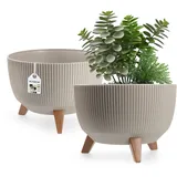 Kadax Blumentopf aus Kunststoff mit drei Einsteckstützen, 29 cm Taupe
