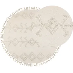 Teppich Baumwolle beige ø 140 cm Kurzflor HARRAN