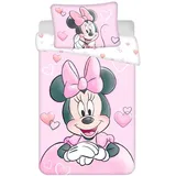 Jerry Fabrics Bettwäsche Minnie Powder Pink für Kinderbett oder Junior, 100 % Baumwolle, Bettbezug 100 x 135 cm + Kissenbezug
