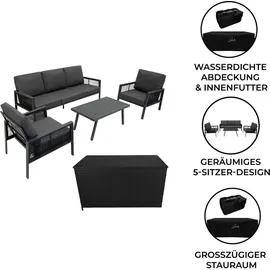 Jardi Gartenmöbel Set 4-teilig Anthrazitgrau mit Rattan Aufbewahrungsbox Schwarz 582l