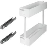 Schrankauszug Küche mit Softclose 200mm ausführung Links | Auszug Küchenschrank - 2 Etage | Unterschrankauszug Weiß | Apothekerschrank Auszug | Küchenschrank Organizer Ausziehbar