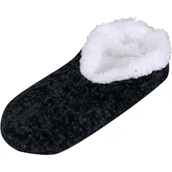 Kuschelsocken CAPELLI NEW YORK, Damen, Gr. 35 (38), schwarz, Polyacryl, Zopfmuster, Socken, mit flauschigem Kunstfellfutter