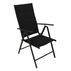 Klappsessel Aluminium Patras 56 x 66 x 107 cm - 2er Set Aluminium Klappstuhl, Silbergrau - klappbarer Hochlehner - Klappsessel für Balkon & Terrasse