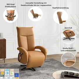 sit&more TV-Sessel Amica Polyester 74 x 112 x 82 cm Beige mit Kopfteilverstellung & Drehfunktion