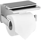 Silberner Toilettenpapierhalter Mit Integrierter Ablage, Edelstahl, Wandmontage Ohne Bohren.