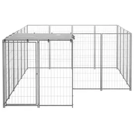 vidaXL Hundezwinger Silbern 6,05 m2 Stahl