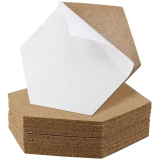 CHEUKYIU 10 Stück Korkplatte Selbstklebende, DIY Sechseckig 6mm Korktafel, 20 x 17,5 cm Korkwand, Korkpinnwand, Korkfliesen,Pinnwand Kork für Wand, Bilder, Foto, Notizen, Heimdekoration