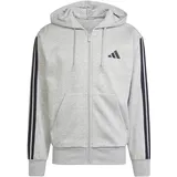 adidas Essentials 3-Streifen Fleece Reißverschlusspullover Medium Grey Heather / Black S