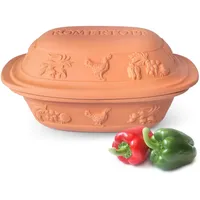 Römertopf Bräter Rustico Keramik Dampfgarer aus Naturton geeignet für bis zu 6 Personen mit 5 Liter Volumen