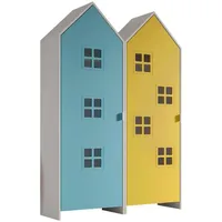 Natur24 Kinderkleiderschrank Casami Bruges 37 x 115,2 x 171,3 cm MDF blau gelb