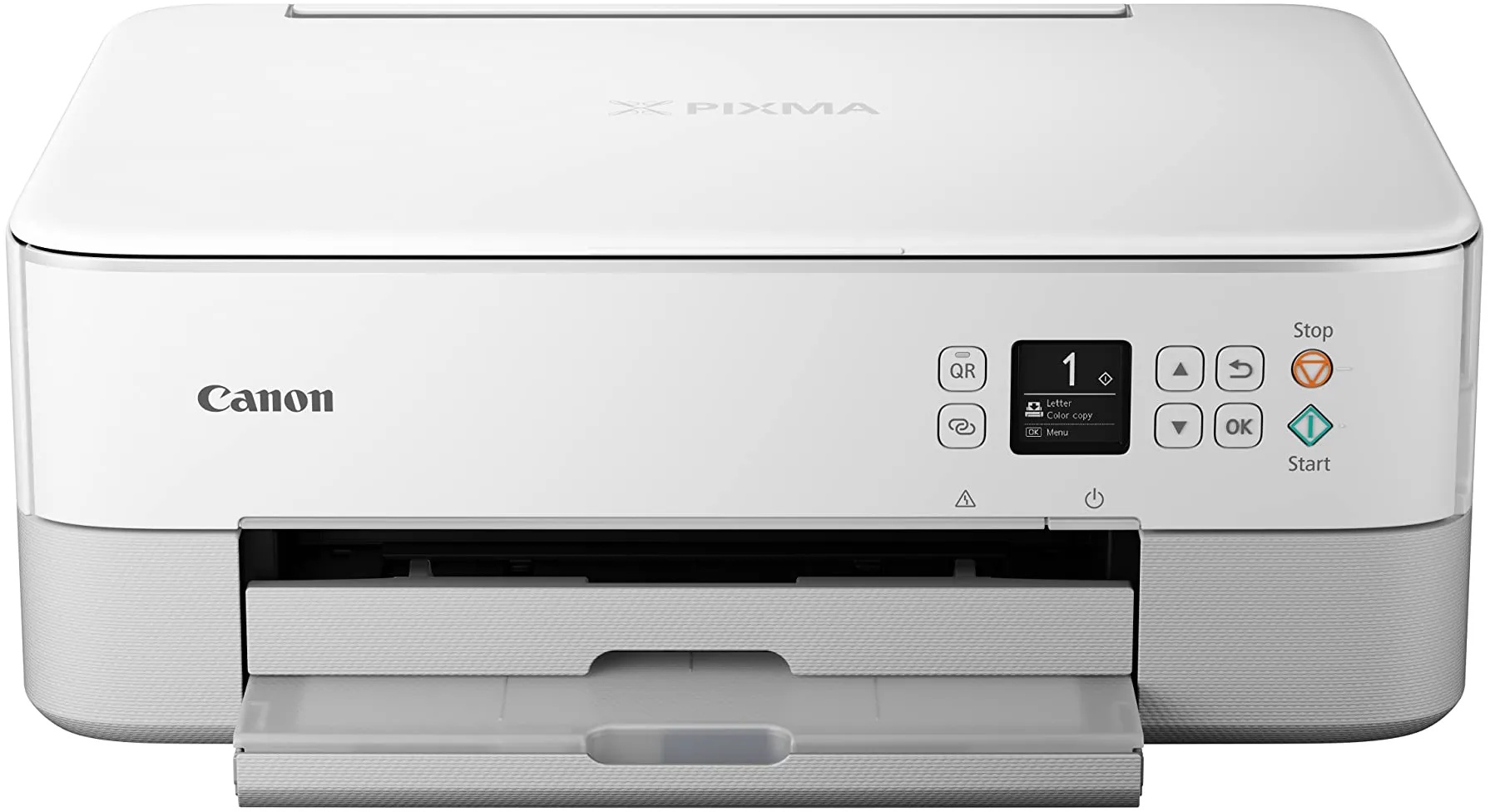 Canon PIXMA TS5351a WH Drucker Farbtintenstrahl Multifunktionsgerät DIN A4 (Scanner, Kopierer, OLED, 4.800 x 1.200 dpi, USB, WLAN, Duplexdruck, 2 Papierzuführungen), weiß