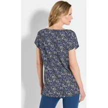GOLDNER Halbarm Printshirt, U-Boot-Ausschnitt", in blau / stein, gemustert), | Gr.: 42,