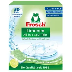 Frosch Limonen Geschirrspültabs, Effiziente Spültabs mit grüner Kraftformel, 1 Packung = 50 Tabs