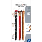 Eberhard Faber 582120 - Tintenroller radierbar, 3 Animal Erase it Wintermotive, Gelschreiber blau 0,7 mm