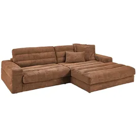 KAWOLA Ecksofa Lana Cord Recamiere rechts rost