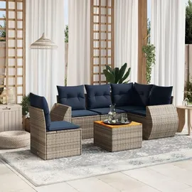 vidaXL Gartensofa-Set mit Kissen, grau, Polyrattan