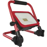 EMOS - LED Akku-Strahler ACCO, 35 W - wasserdicht IP54 - tragbarer Baustrahler, dimmbare Helligkeit 3300 lm, Kaltweiß 6500 K - 12 h Betriebszeit, 10000 mAh-Akku, Powerbank - rot/schwarz