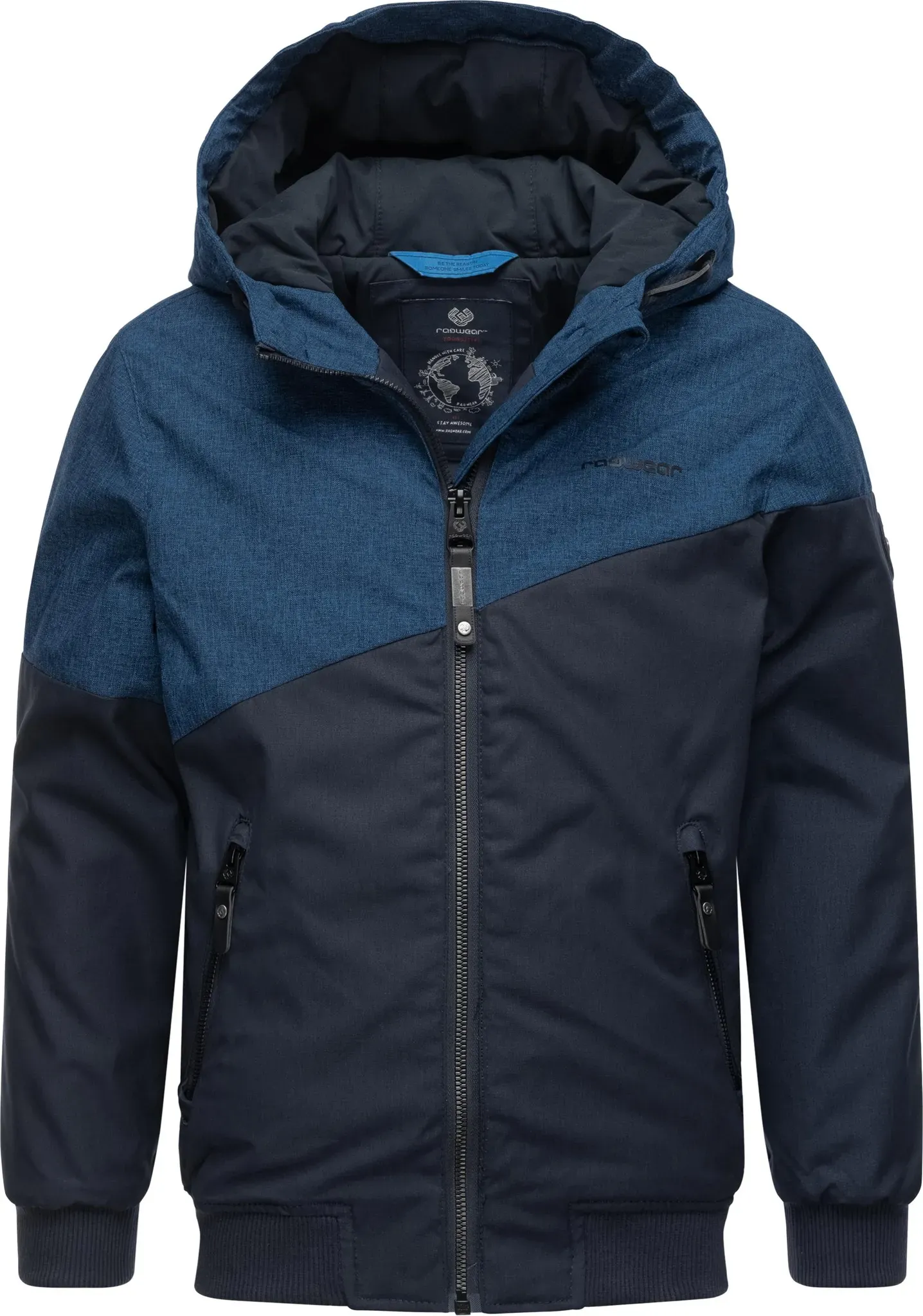 Winterjacke RAGWEAR "Jowell", Jungen, Gr. 128, blau (navy), Obermaterial oben: 100% Polyester, Obermaterial unten: 65% Polyester, 35% Baumwolle, Innenfutter: 100% Polyester, Wattierung: 100% Polyester, casual, gerade hüftbedeckend, hoch geschlossener Ausschnitt, Langarm Ärmel ohne Ärmelschlitz Rippstrickbündchen, Jacken, sportliche Winter-Outdoorjacke mit Kapuze