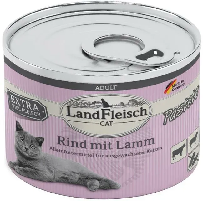 LandFleisch Cat Adult Pastete Rind mit Lamm 6x195g