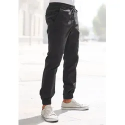 Jogger Pants JOHN DEVIN "Jogg Pants", Herren, Gr. S (44/46), N-Gr, schwarz, Web, Obermaterial: 97% Baumwolle, 3% Elasthan, unifarben, casual, bequem lang, Hosen, aus elastischer Baumwoll-Qualität