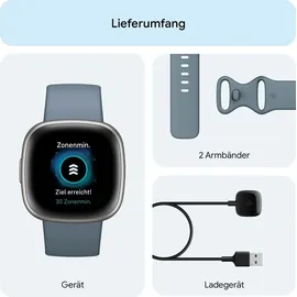 Fitbit Versa 4 aluminium platin/wasserfallblau