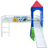 Hochbett mit Rutsche 90x200 Spielbett Bett Kinderbett Turm Football Homestyle4u