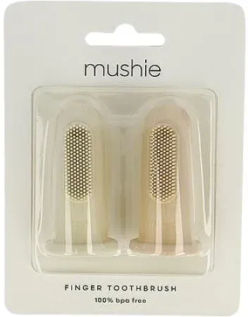 Mushie Fingerzahnbürste Farbe Shifting Sand/ Blush 2 Stück