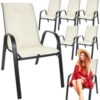 Gogarden Metall Gartenstühle für Balkon Terrasse Gartenmöbel Set beige