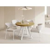 WFL GROUP Esstisch Rund Groß XXL Ausziehbar im Loft-Stil – 100 bis 250 cm – Extra Lang Ausziehtisch mit Weißen Holzbeinen, Industrieller Tisch für 5-1... - Braun