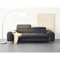 COTTA 3-Sitzer Chef, Big-Sofa mit Kopfteilverstellung, edle Metallkufen grau 227 cm x 92 cm x 105 cm