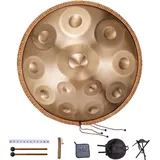 Vevor Handpan, 55 cm, 12 Noten, D-Moll-Handtrommel, Drum-Instrument mit Schlägeln, 440-Hz-Handpan-Ständer & Tragetasche, Heilende Klangtrommel aus Stahl, Schlaginstrumente für Erwachsene & Anfänger