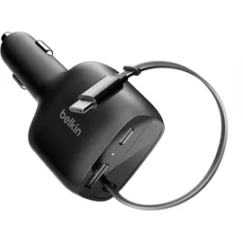 Belkin Kfz-Ladegerät 75W mit einziehbarem USB-C-Kabel Schwarz