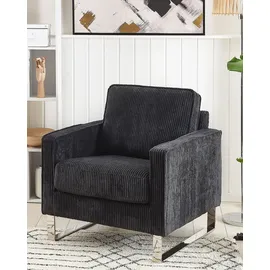 Beliani Sessel VIND Cord 78 x 113 x 93 cm Schwarz mit Kissen