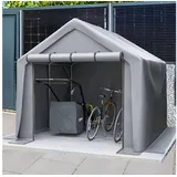CHICFURN Gerätehaus Geräteschuppen Fahrradgarage Werkzeugschuppen für Garten, BxT: 241,00x244,00 cm, (Packung, 1 St), Lagerzelt für Fahrräder und Gartengeräte 244x241x217 cm Dunkelgrau grau 241,00 cm x 244,00 cm
