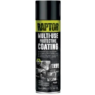 U-POL Raptor MULTI-USE Schwarz, 1K Schutzlack, kratzfest, Beschichtung, Spraydose 450ml | direkt auf Metall, Aluminium, Glasfaser, Kunststoff & Holz | Fahrzeuge, Anhänger, Geländer, etc. (Schwarz)