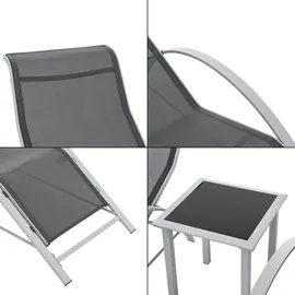 [en.casa] Binetto Set 3-tlg. Grau/Schwarz